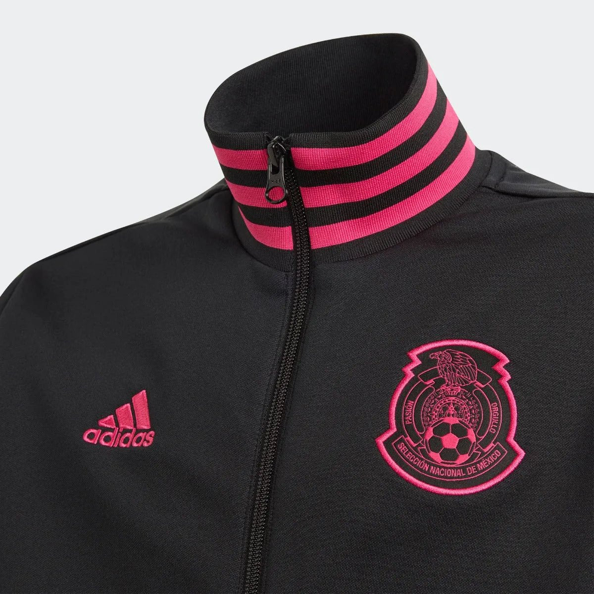 adidas 2020-21 Mexico YOUTH 3-Stripe Track Top - Black-Pink - Image 3