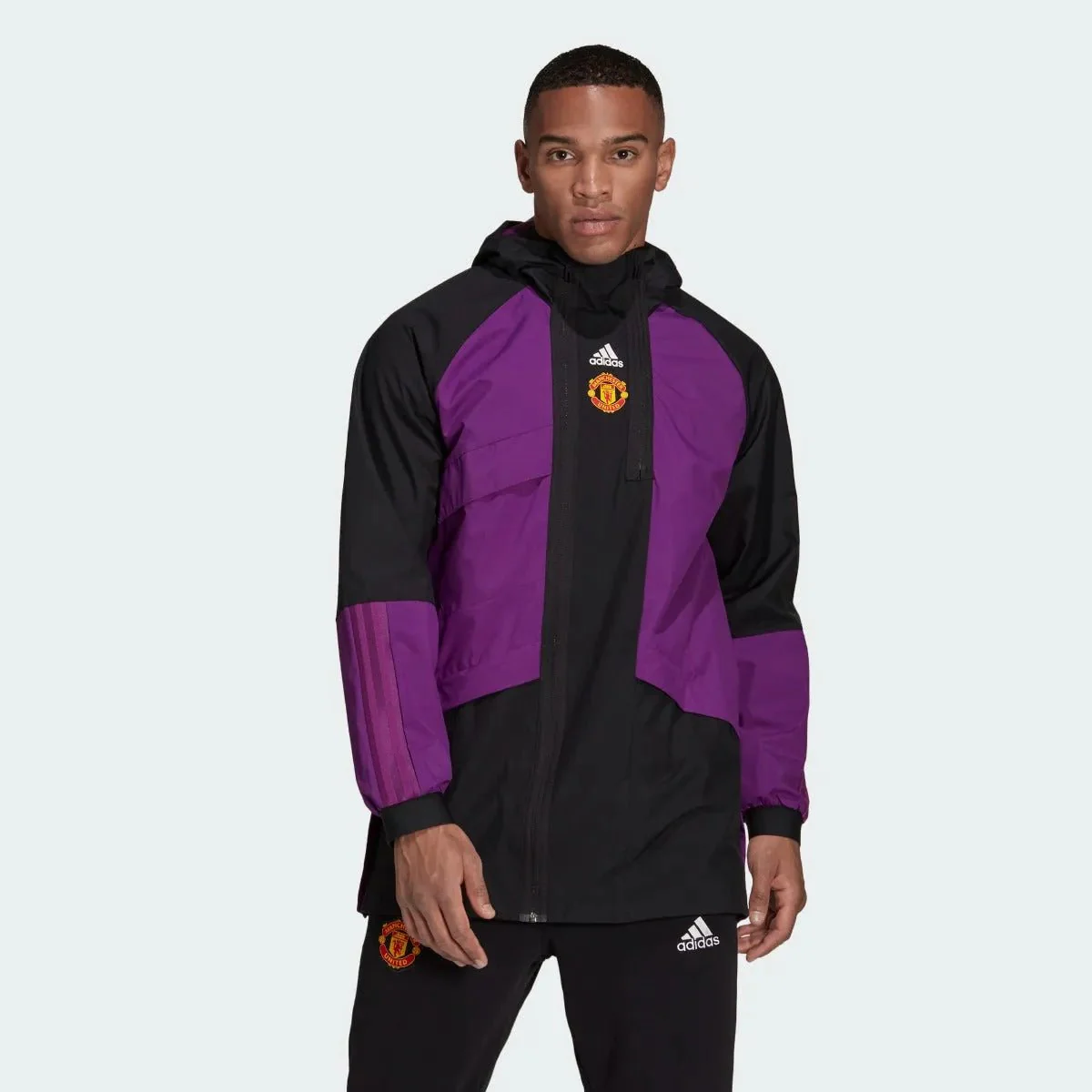 Adidas 2021-22 Manchester United Travel Drill Jacket - Black-Purple - Image 2