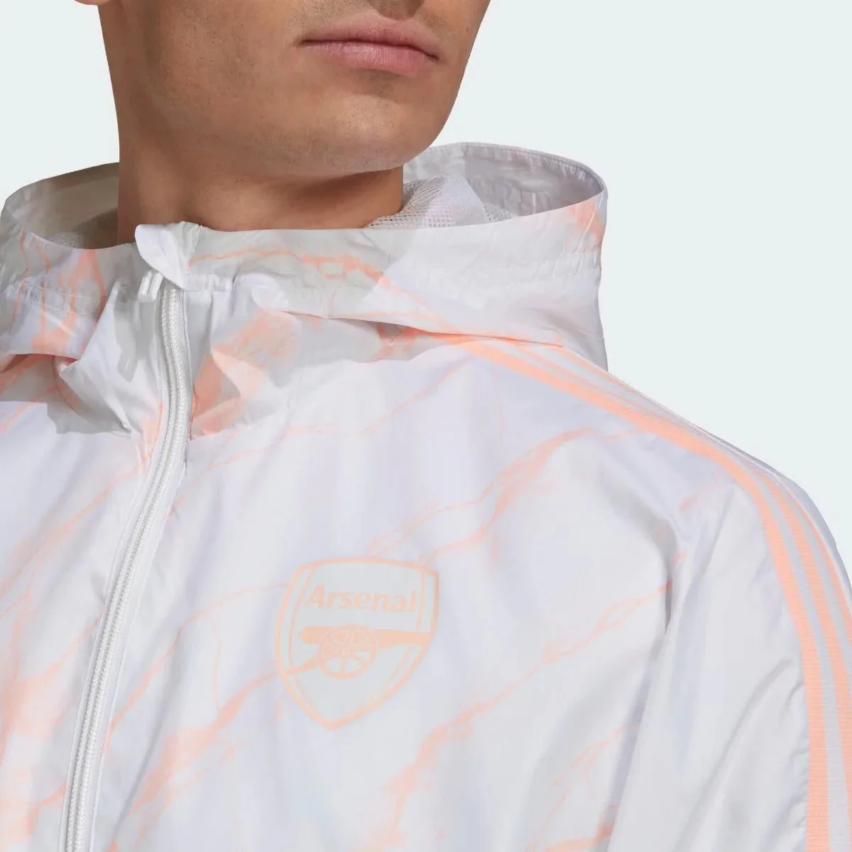 Adidas 2021 Arsenal Windbreaker Jacket - White-Light Orange - Image 5