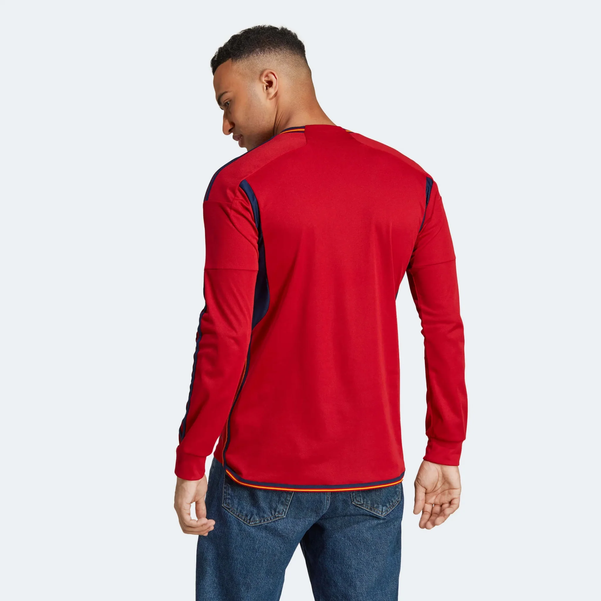 adidas 2022-23 Spain Long Sleeve Home Jersey - Red-Navy - Image 4