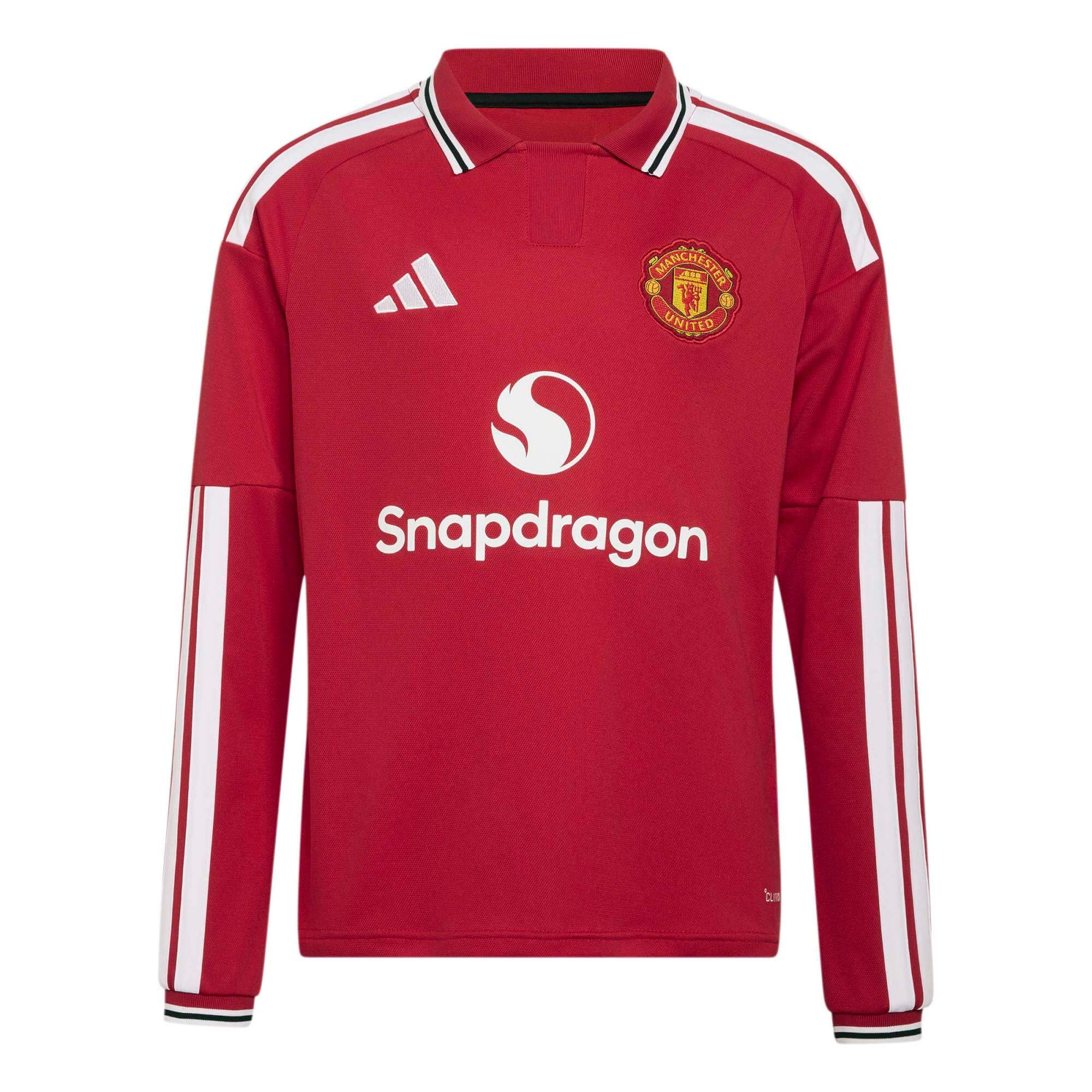 adidas 2026-27 Manchester United Youth Stadium Home Long-Sleeve Soccer Jersey