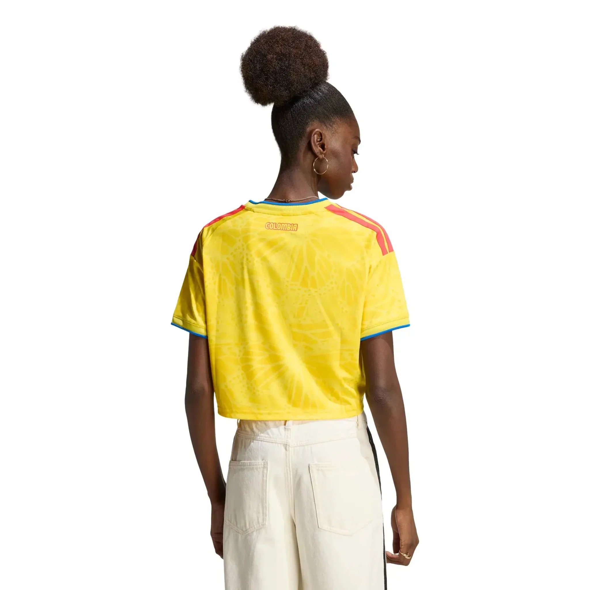 adidas 2026 Colombia Women's Stadium Home Cropped Soccer Jersey - Image 4
