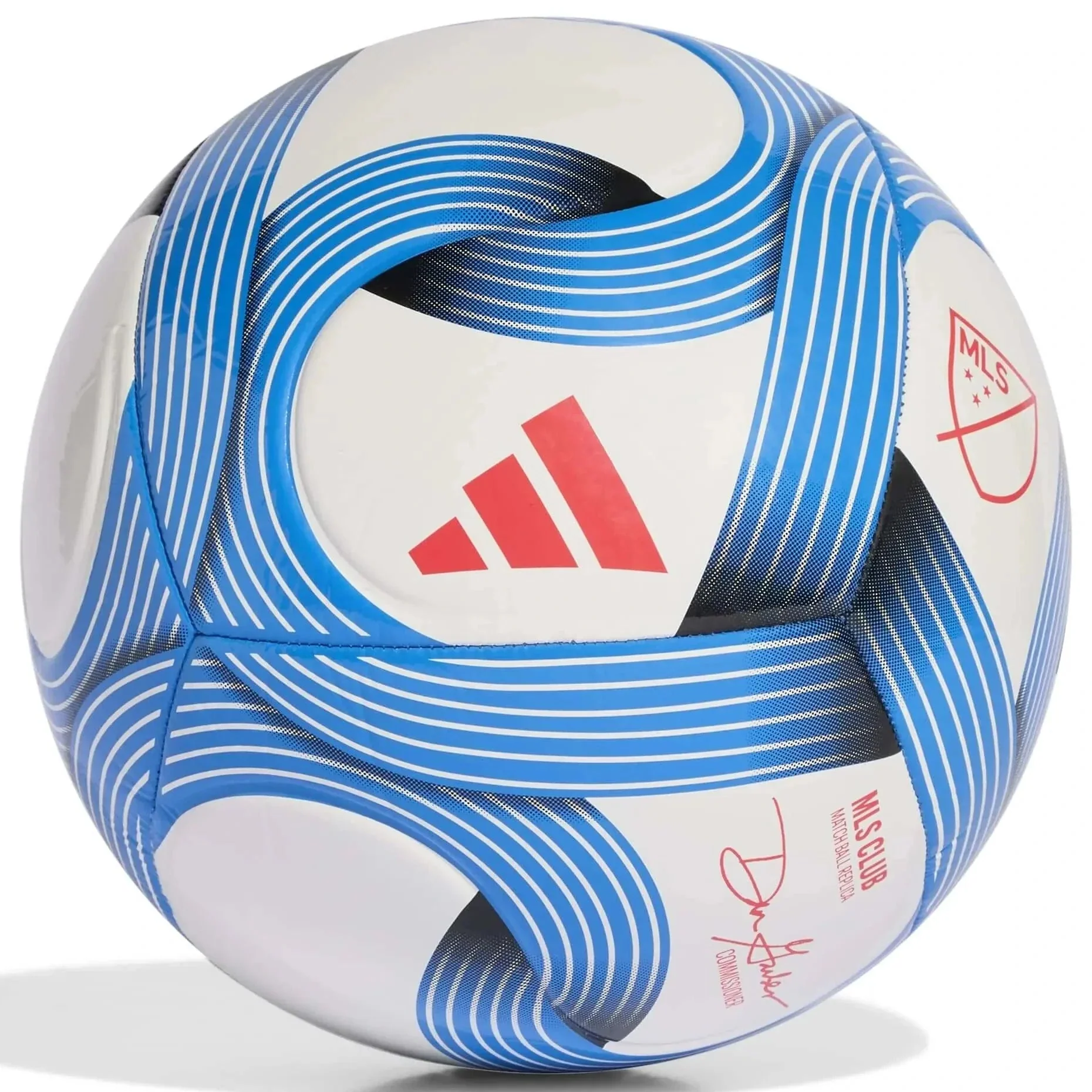adidas 2026 MLS Club Soccer Ball White / Glory Blue / Lucid Red Size 3 (12 Ball & Bag Bundle)
