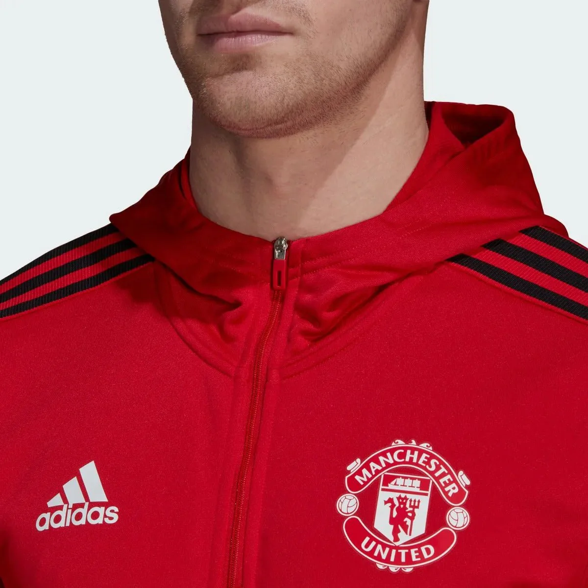 adidas 21-22 Manchester United Track Hoodie - Red - Image 4