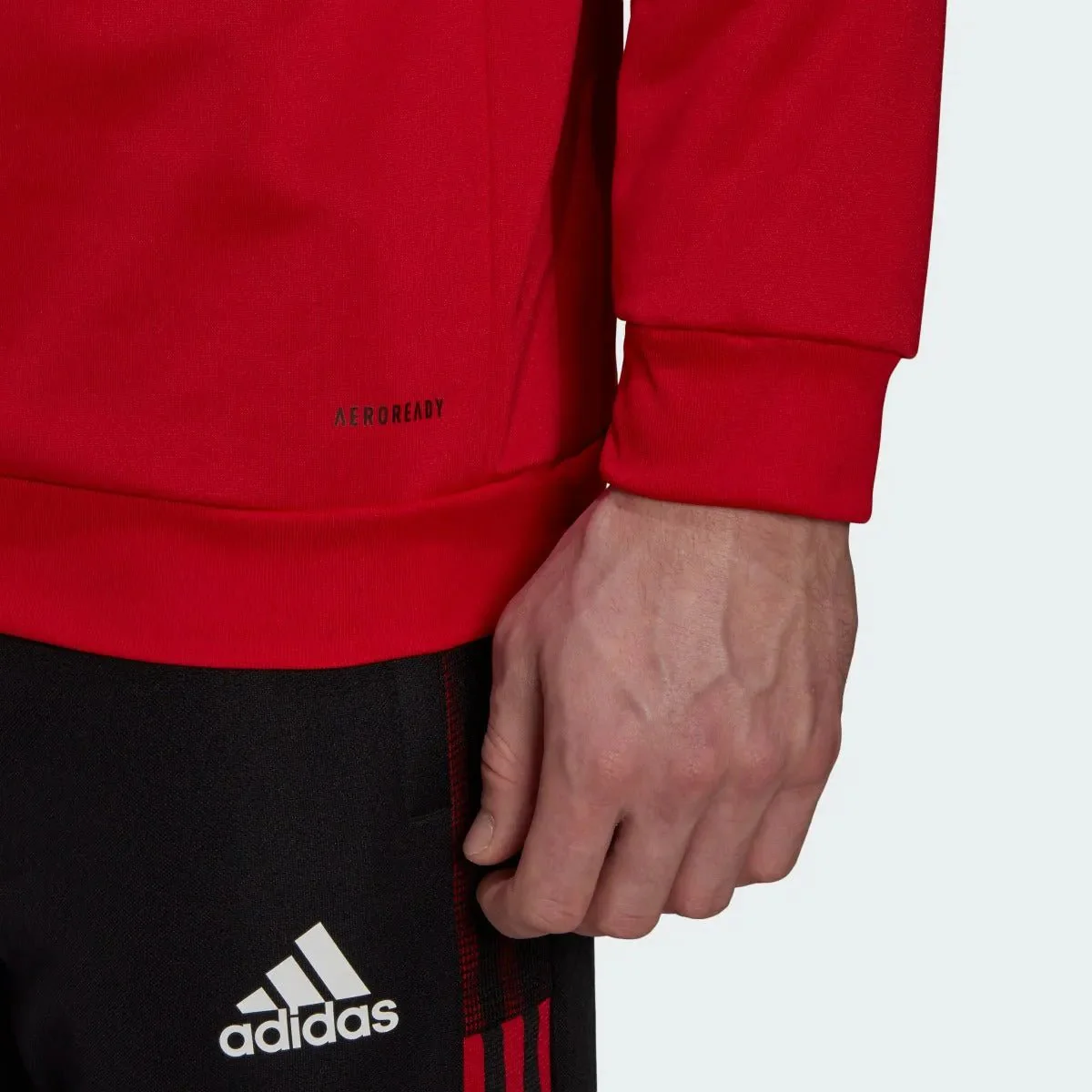 adidas 21-22 Manchester United Track Hoodie - Red - Image 5