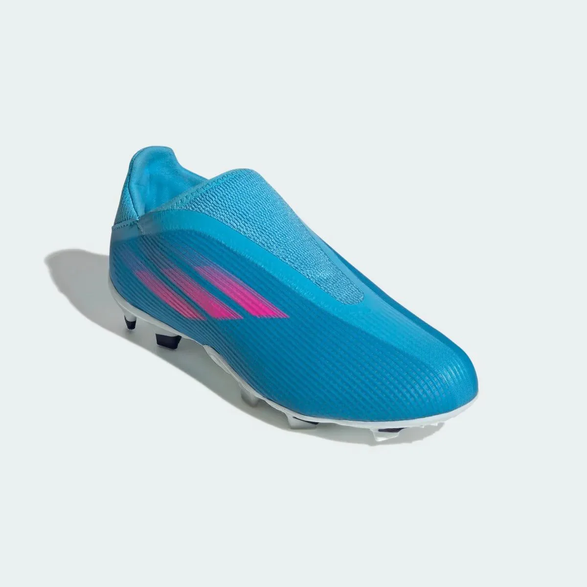 Adidas Junior X Speedflow .3 Laceless FG - Sky Rush-Shock Pink - Image 3