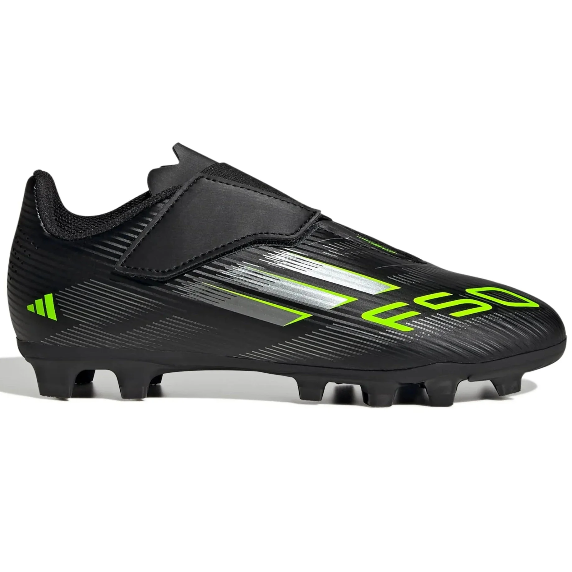 adidas Kids F50 Club Velcro Firm/Multi Ground Soccer Cleats - Electric Stealth Pack (FA25)