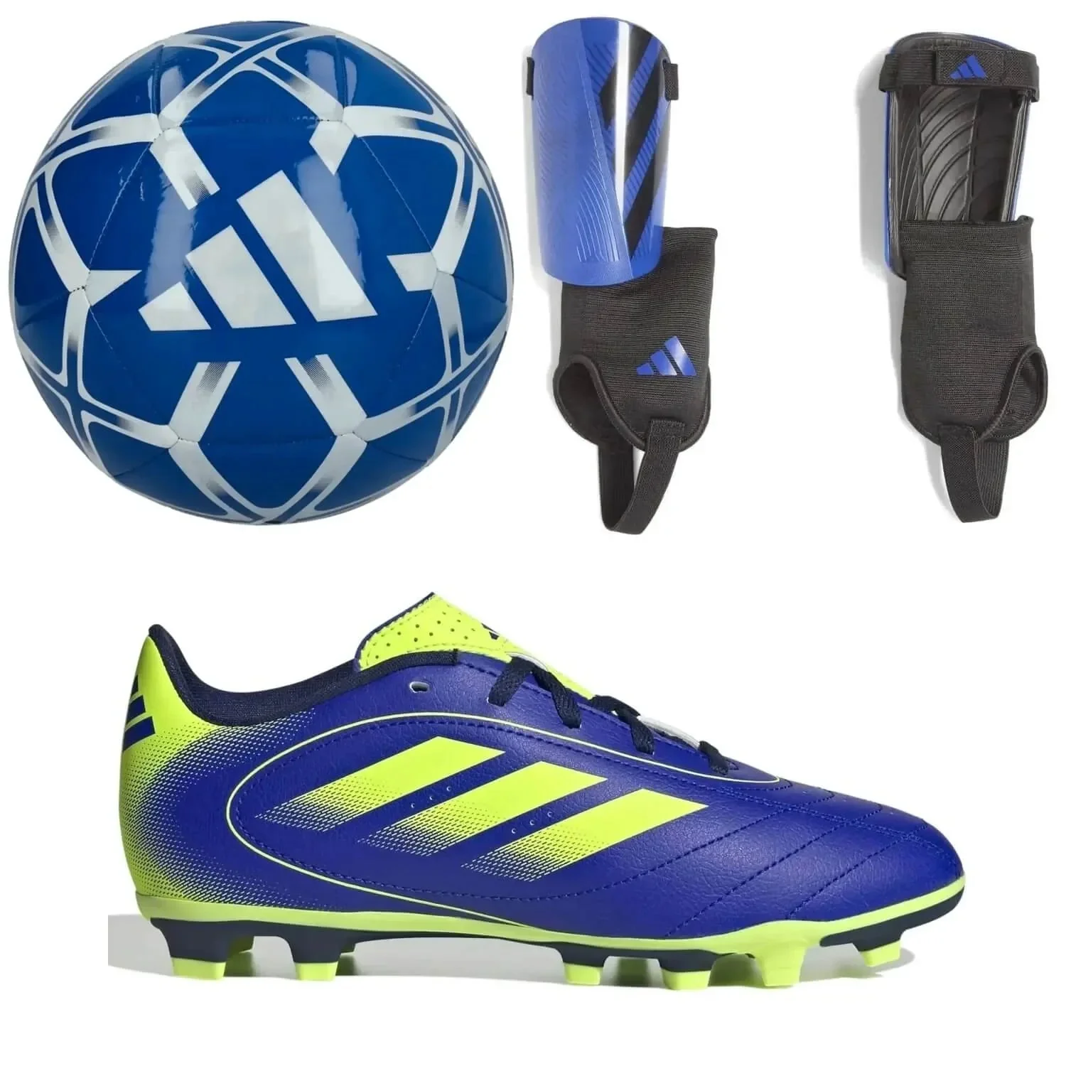 adidas Kid's Goletto IX FG/Shin Guards/Ball Bundle