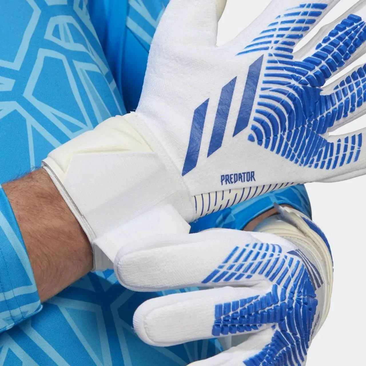 adidas Predator GL League Goalkeeper Gloves - White-Blue - Image 3