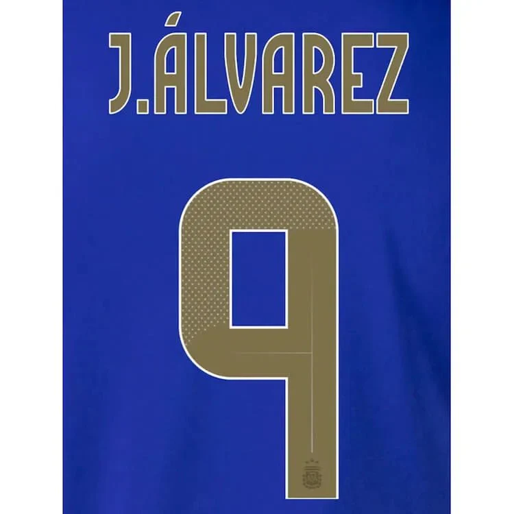 Argentina 2024/25 Away J. Alvarez #9 Jersey Name Set