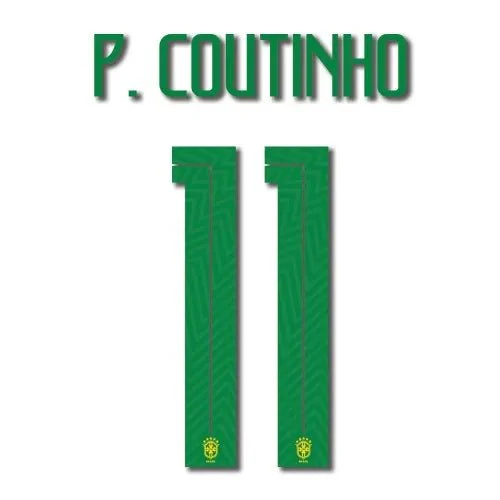 Brasil 2018 Home P. Coutinho #11 Jersey Name Set