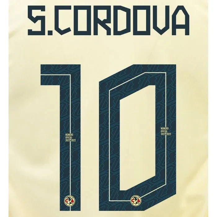 Club America 2021-22 Home S. Cordova #10 Jersey Name Set