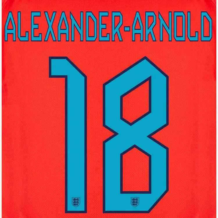 England 2022-23 Away Alexander-Arnold #18 Youth Jersey Name Set