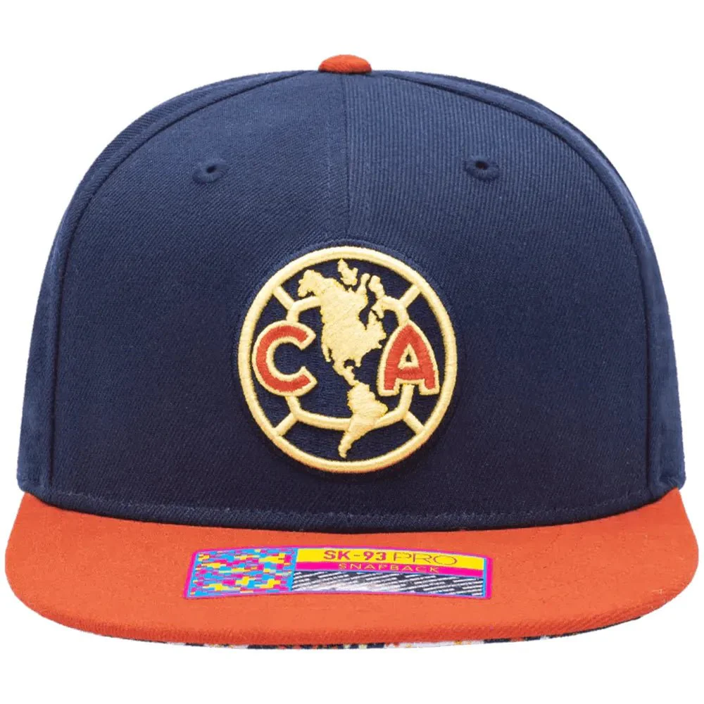 Fan Ink Collection Club America Day of the Dead Snapback Hat - Navy-Orange