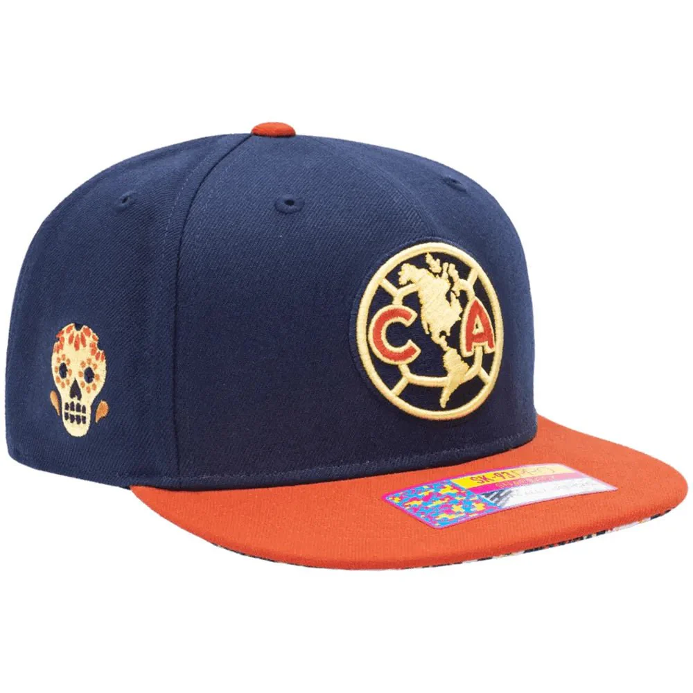 Fan Ink Collection Club America Day of the Dead Snapback Hat - Navy-Orange - Image 4