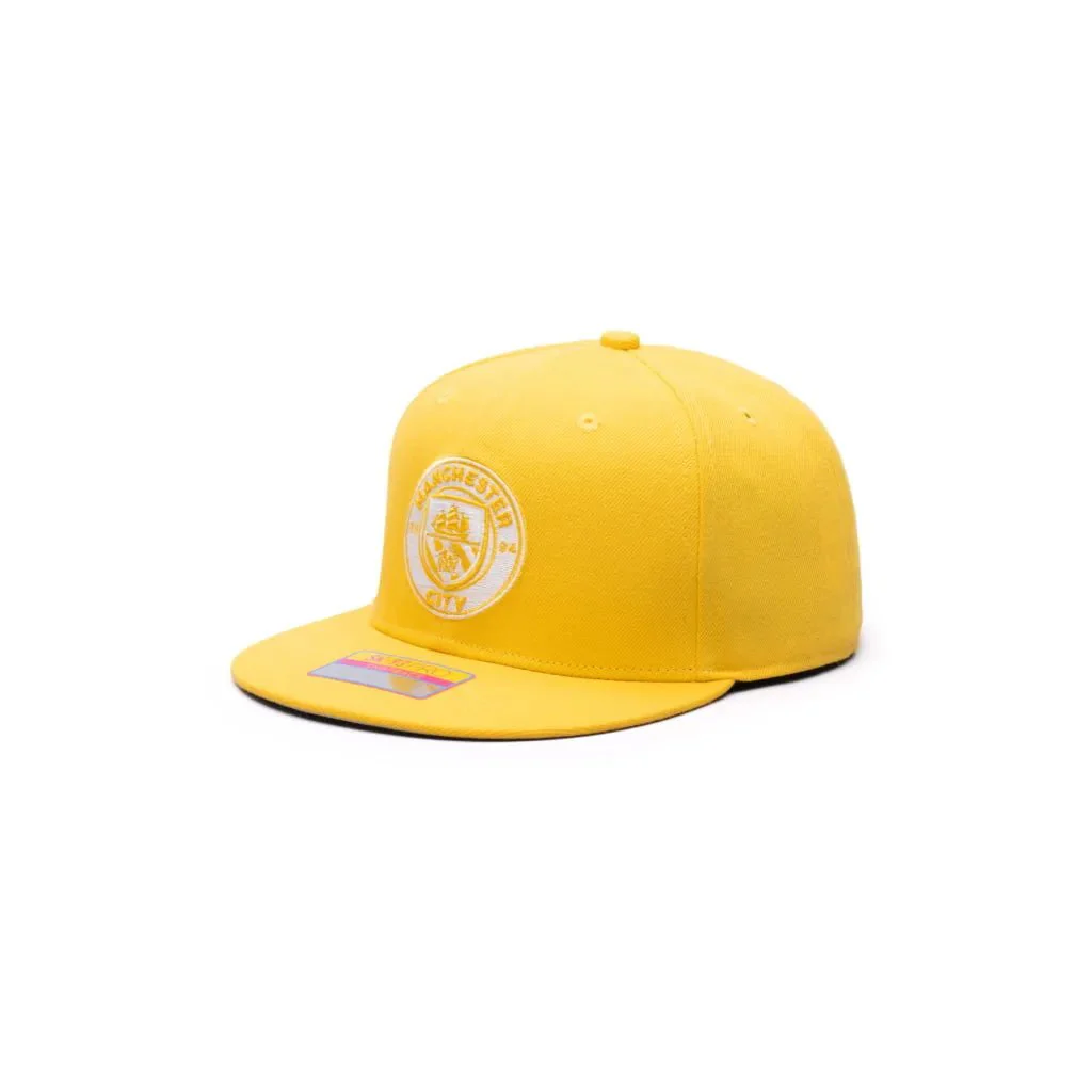 Fan Ink Collection Manchester City Retro Capsule Snapback Hat - Cyber Yellow - Image 2