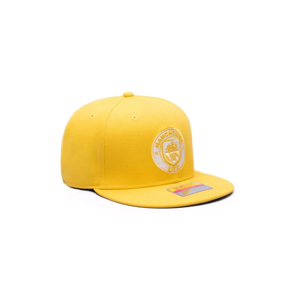 Fan Ink Collection Manchester City Retro Capsule Snapback Hat - Cyber Yellow - Image 4