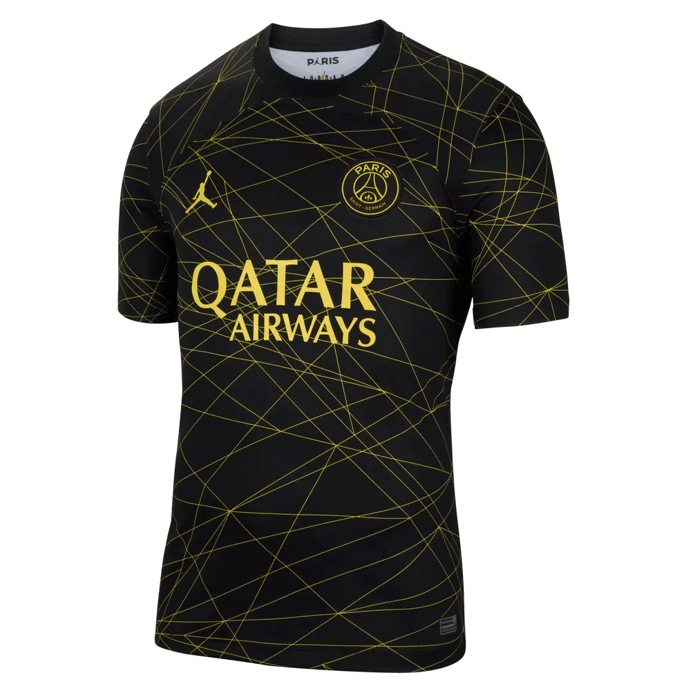Jordan 2023 Paris Saint-Germain Fourth Jersey - Black-Yellow - Image 4