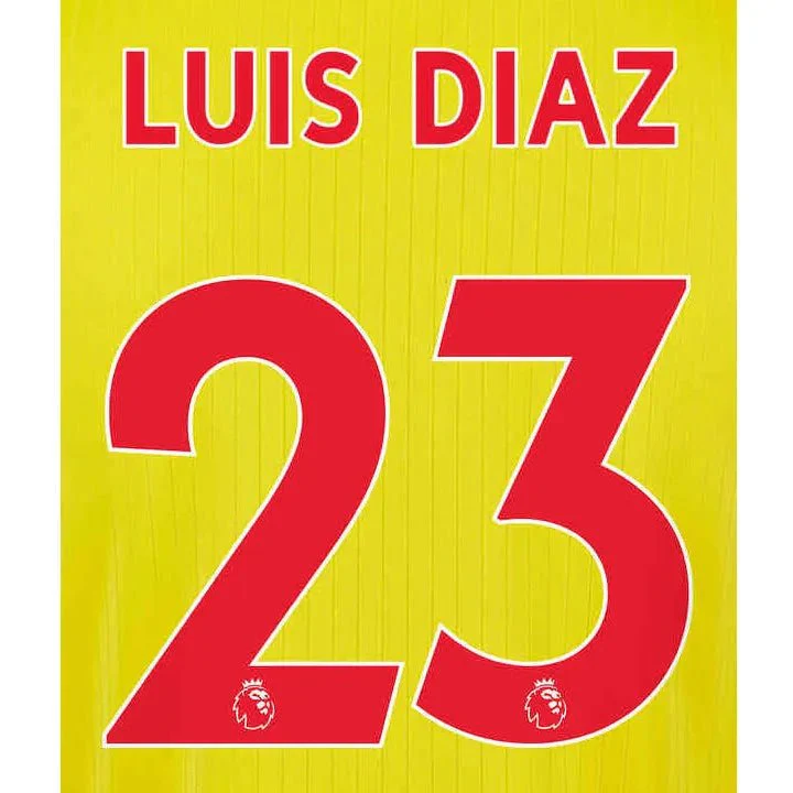 Liverpool 2021/22 Third Luis Diaz #23 Jersey Name Set Red
