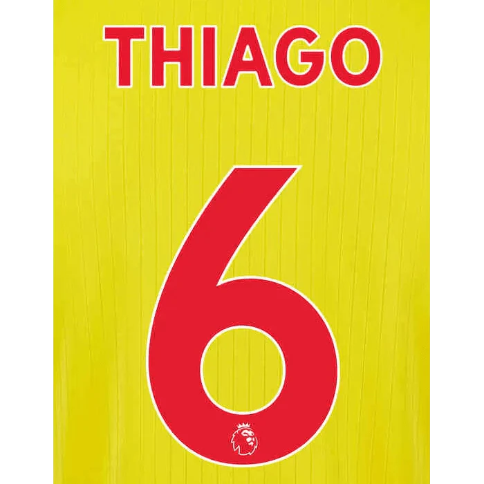 Liverpool 2021/22 Third Thiago #6 Jersey Name Set Red