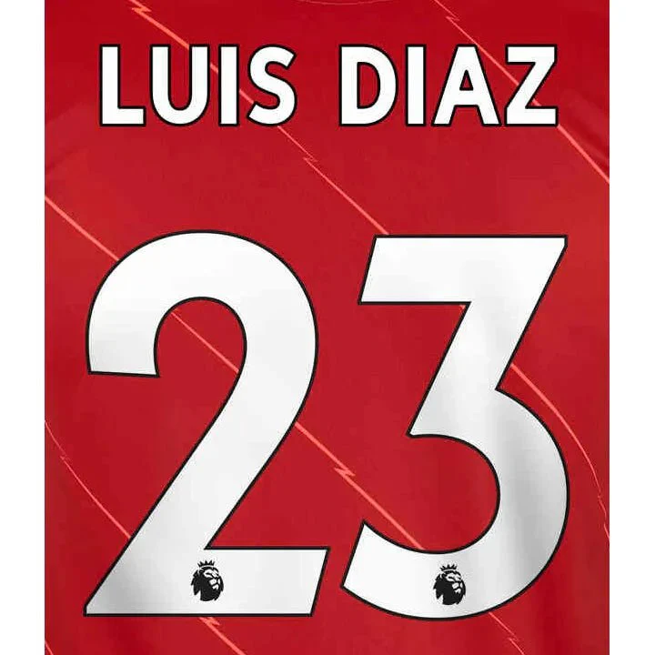 Liverpool 2021/24 Home Luis Diaz #23 Jersey Name Set  White