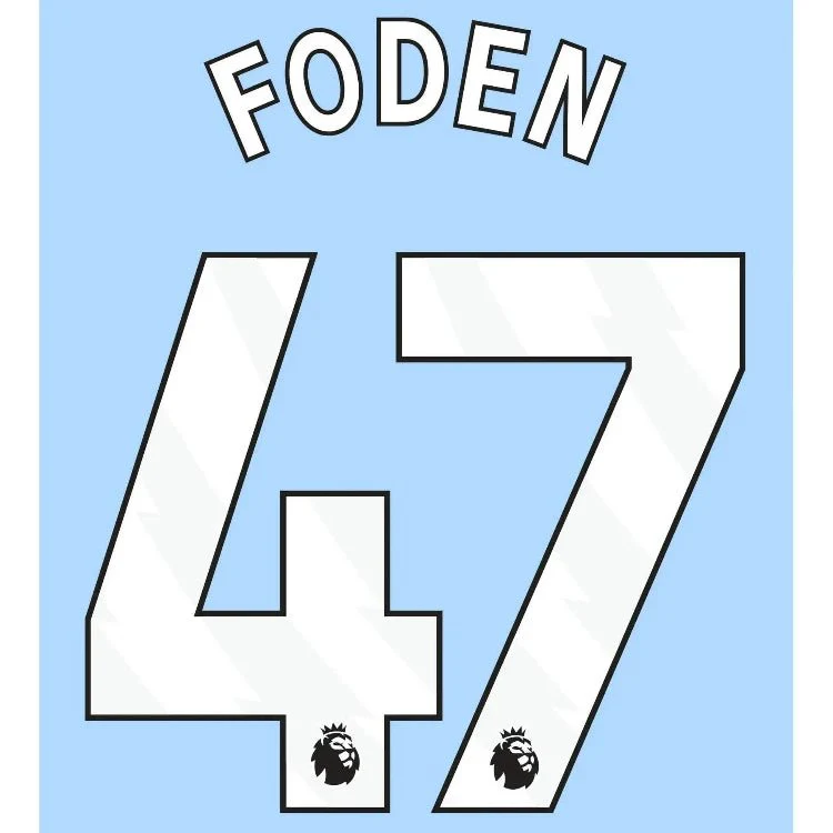 Manchester City 2023-Home Foden #47 Jersey Name Set-White