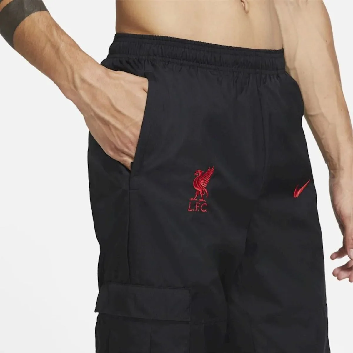 Nike 2020-21 Liverpool Woven Track Pants - Dark Grey-Turquoise - Image 3