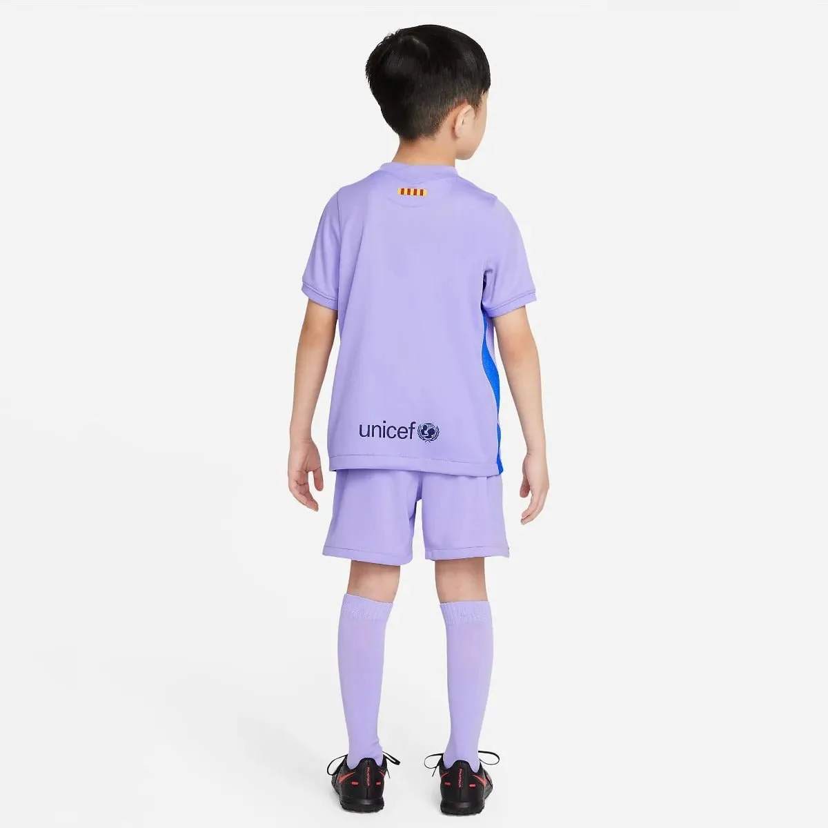 Nike 2021-22 Barcelona Little Kids Away Kit - Purple Pulse - Image 2
