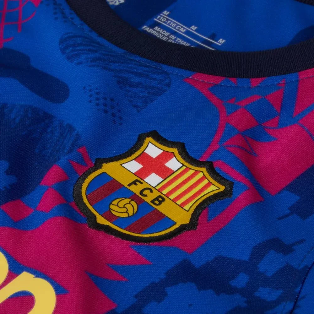 Nike 2021-22 Barcelona Little Kids Third Kit - Hyper Royal-Varsity Maize - Image 8