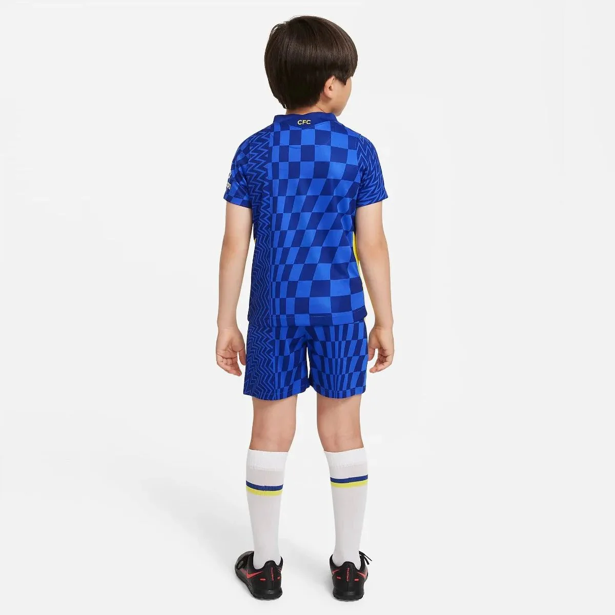 Nike 2021-22 Chelsea Little Kids Home Kit - Blue-Yellow - Image 2