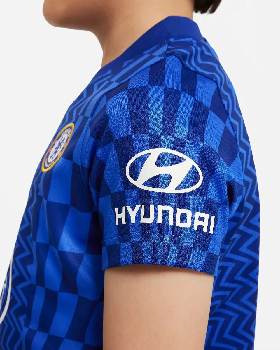 Nike 2021-22 Chelsea Little Kids Home Kit - Blue-Yellow - Image 4