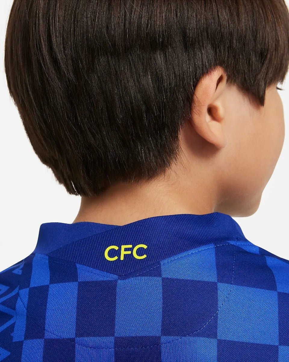Nike 2021-22 Chelsea Little Kids Home Kit - Blue-Yellow - Image 5