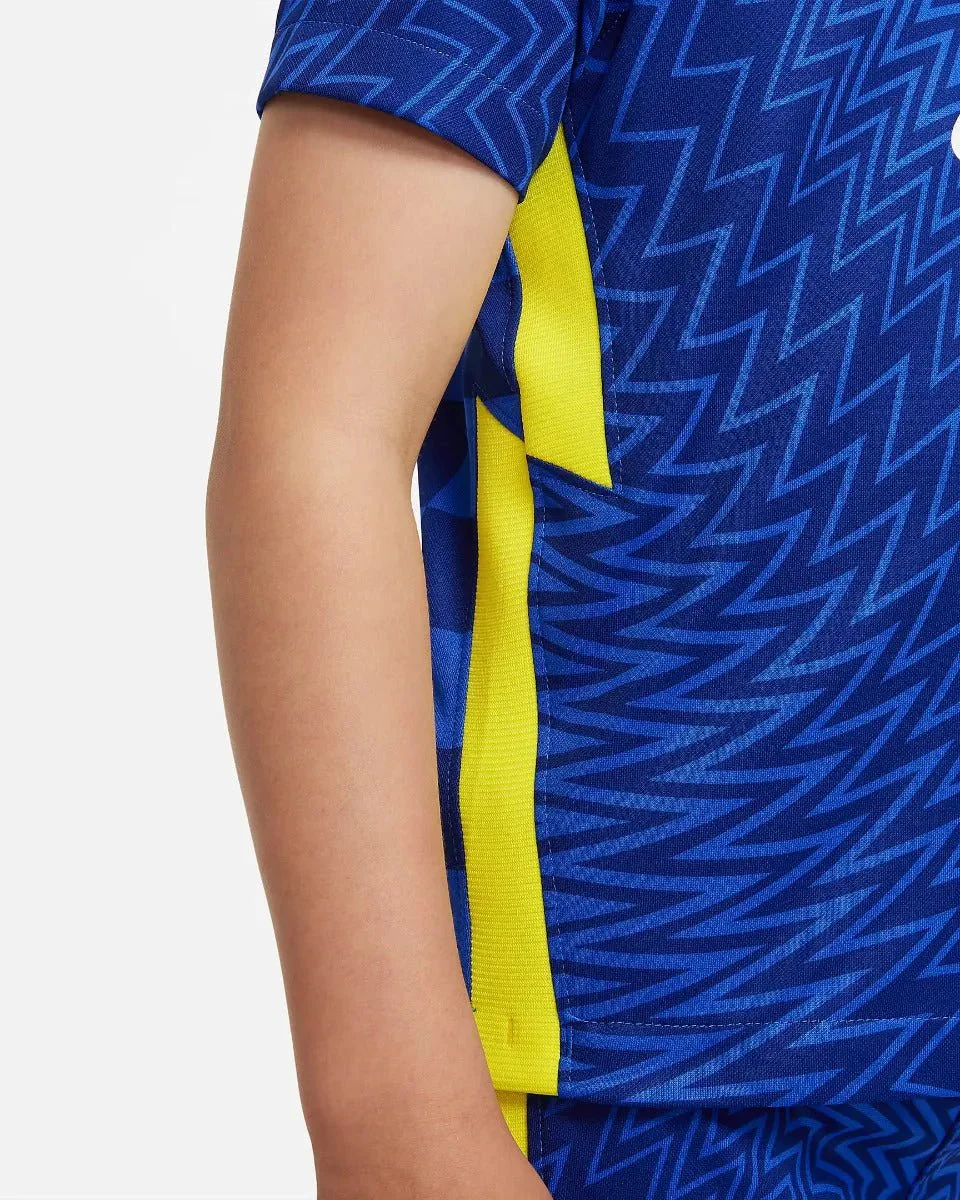 Nike 2021-22 Chelsea Little Kids Home Kit - Blue-Yellow - Image 6