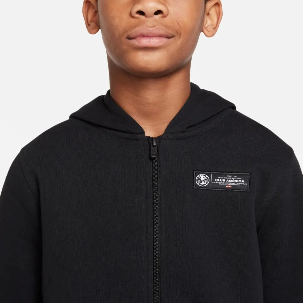 Nike 2021-22 Club America Youth NSW Full Zip Club Hoodie LA - Black - Image 2