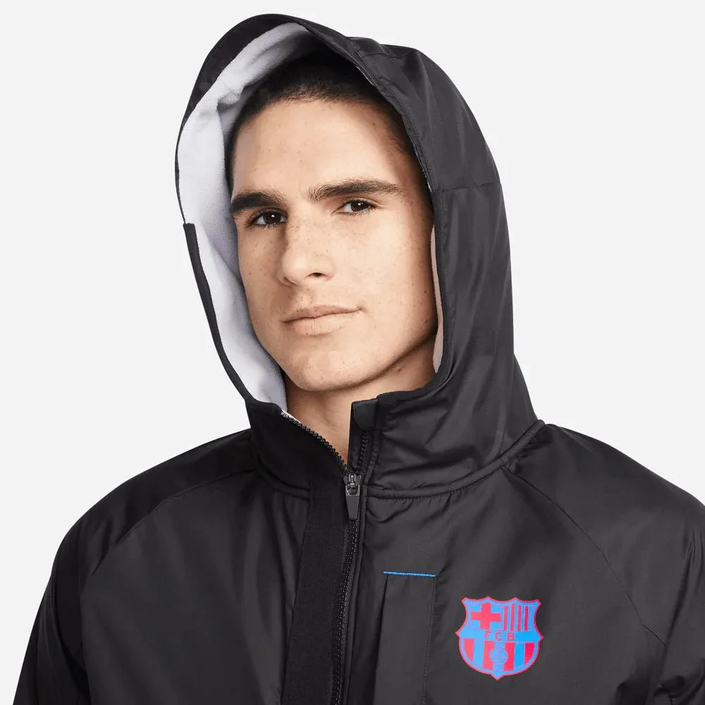 Nike 2022-23 FC Barcelona AWF Full Zip Winter Jacket - Black-Grey - Image 3