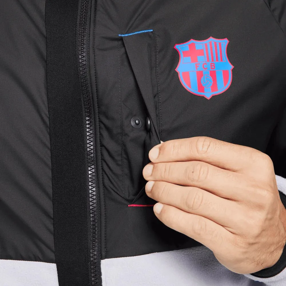 Nike 2022-23 FC Barcelona AWF Full Zip Winter Jacket - Black-Grey - Image 6