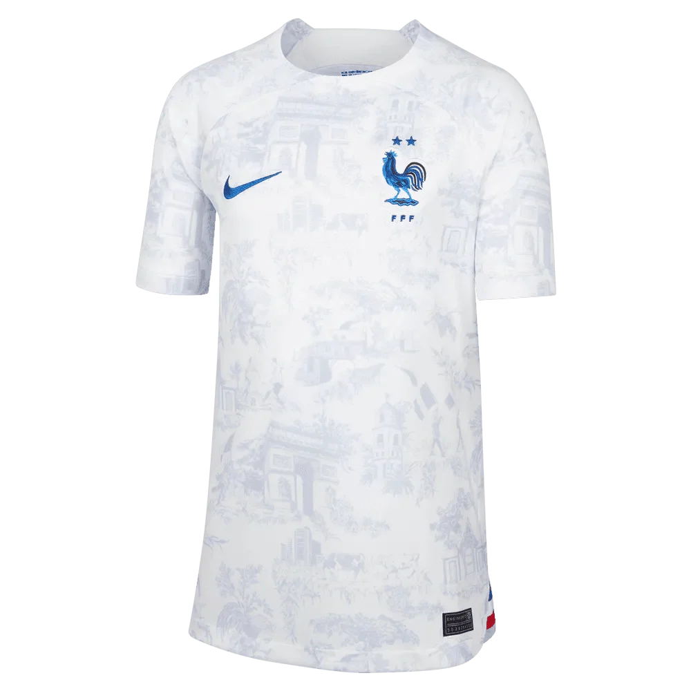Nike 2022-23 France Away Youth Jersey White-Royal