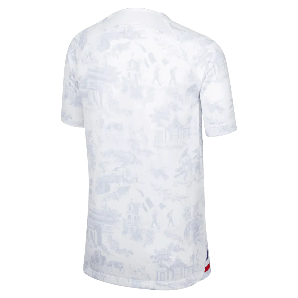 Nike 2022-23 France Away Youth Jersey White-Royal - Image 2