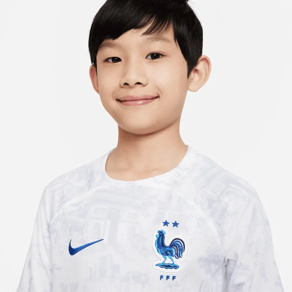 Nike 2022-23 France Away Youth Jersey White-Royal - Image 5