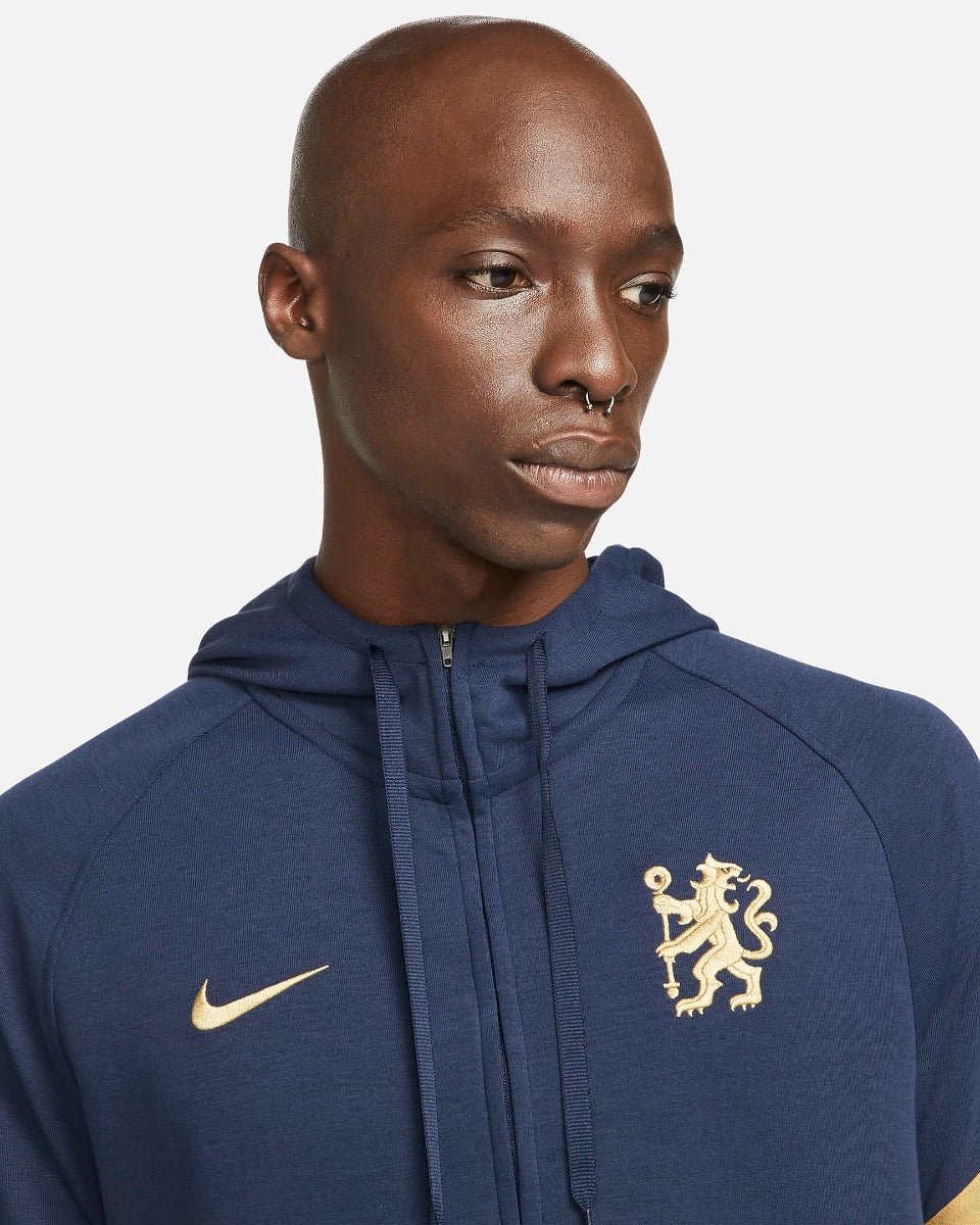 Nike 2022 Chelsea Half Zip Travel Hoodie - Navy-Gold - Image 3