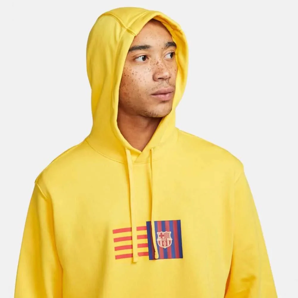 Nike 2023 FC Barcelona Club Hoodie - Yellow-Deep Royal Blue - Image 2