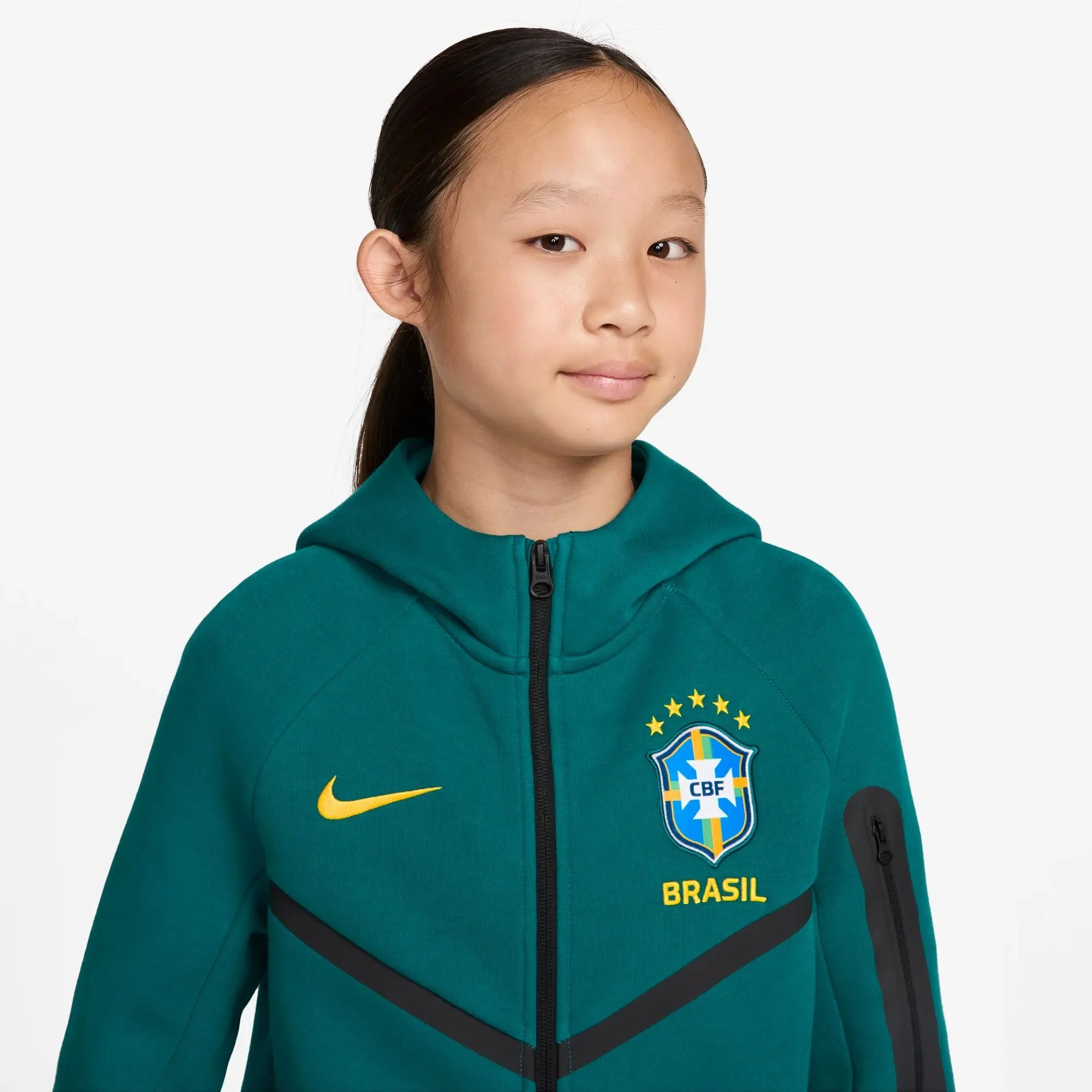 Nike 2026 Brazil Youth Full-Zip Tech Fleece Hoodie - Image 3