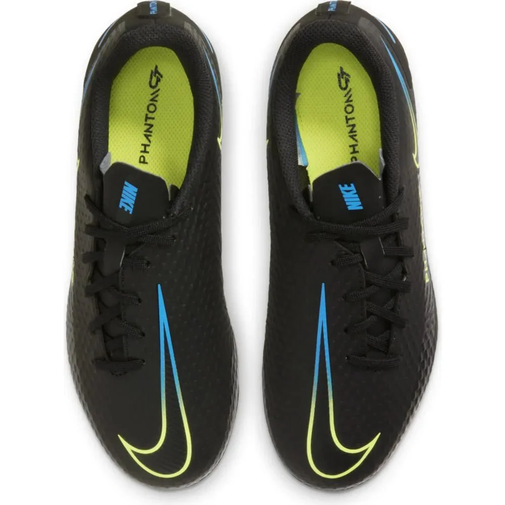 Nike Junior Phantom GT Academy FG-MG - Black-Volt-Blue - Image 4