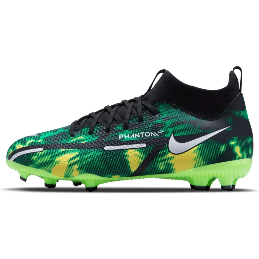 Nike Junior Phantom Gt2 Academy DF SW FG-MG - Black-Green Strike