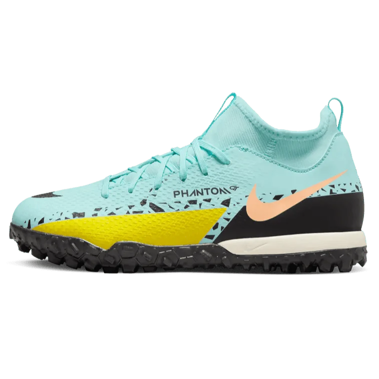 Nike Junior Phantom GT2 Academy DF Turf Glacier Ice-Black Yellow