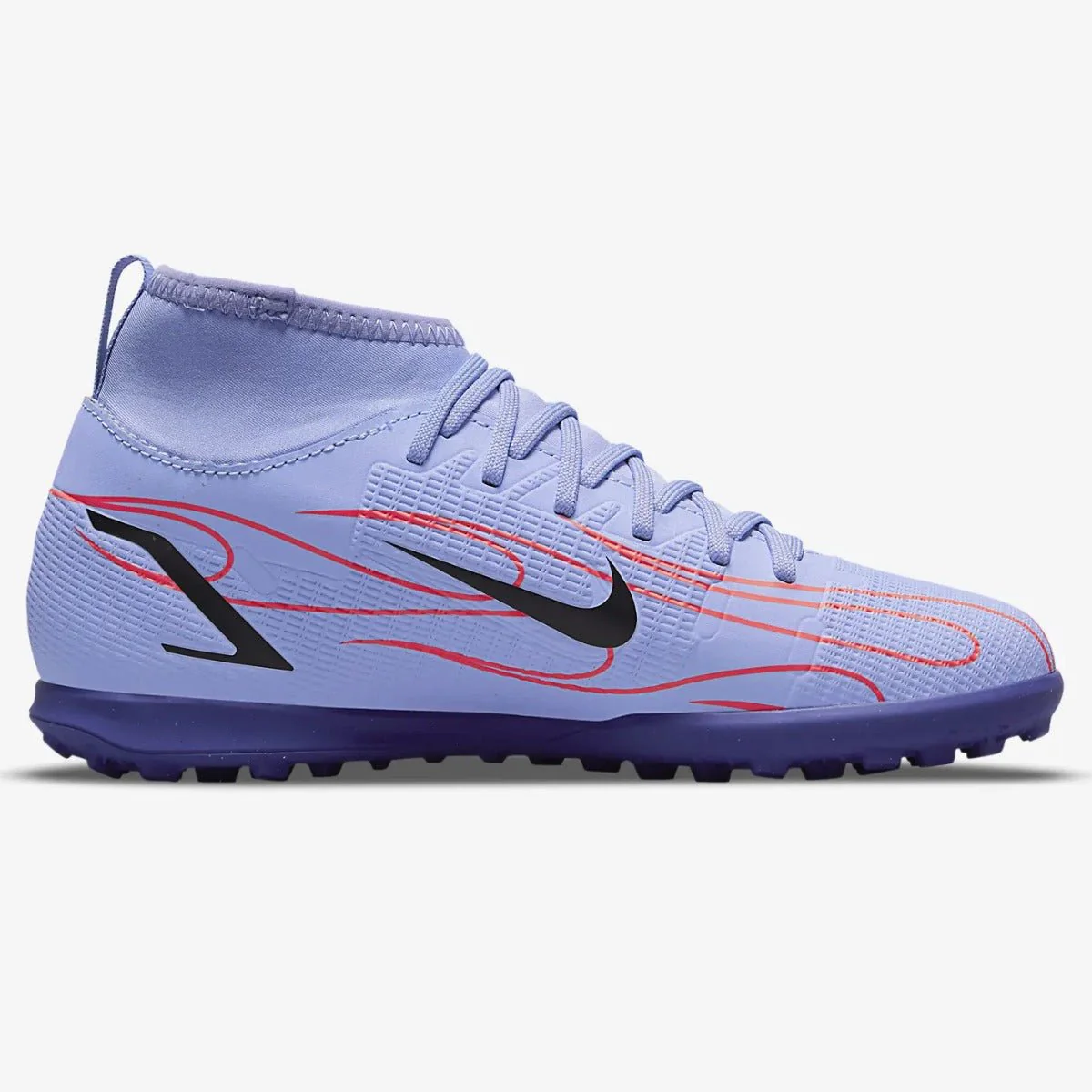 Nike Junior Superfly 8 Club KM Turf - Light Thistle-Bright Crimson - Image 2