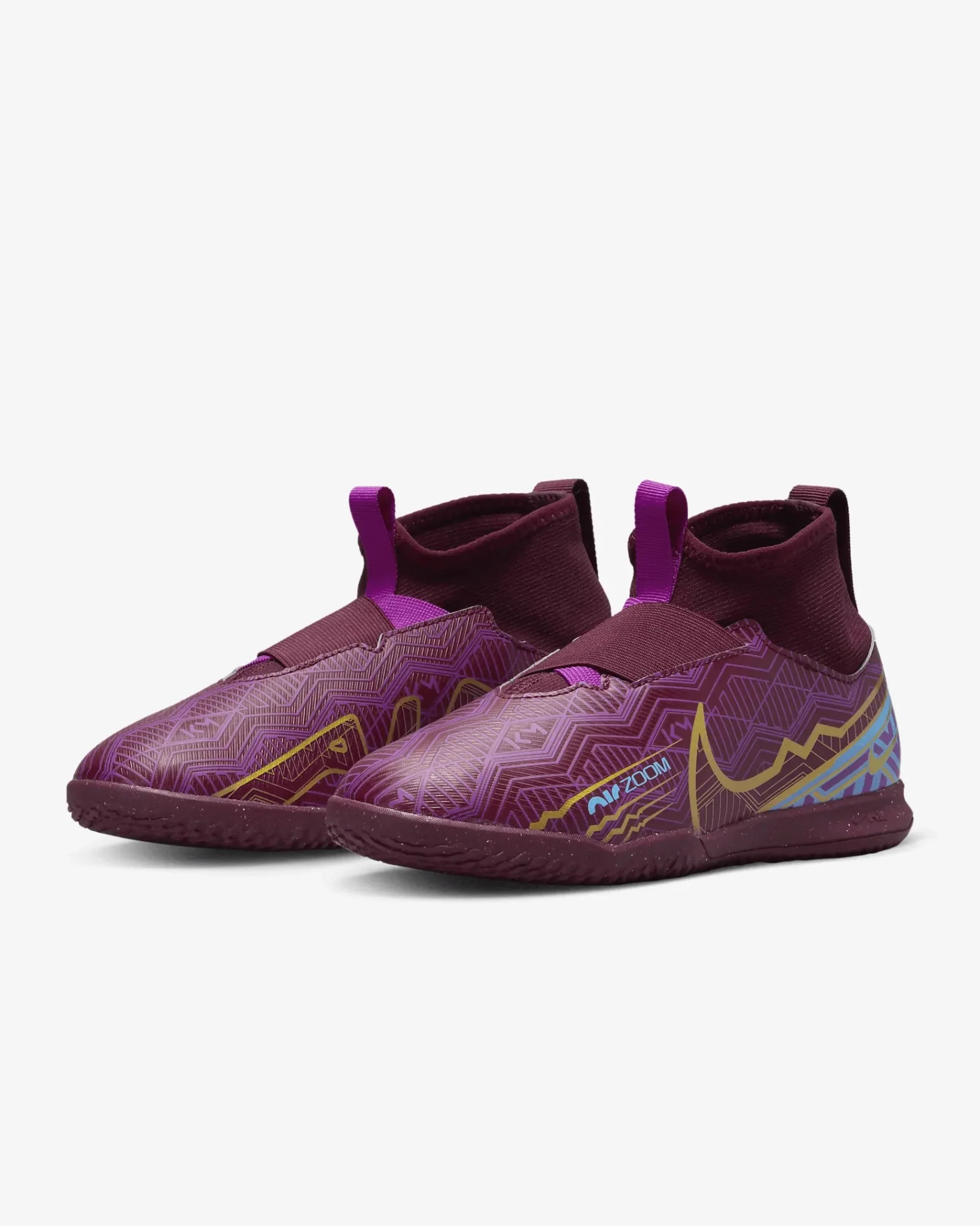 Nike Junior Zoom Superfly 9 Academy KM Indoor - Dark Beetroot-Gold - Image 3