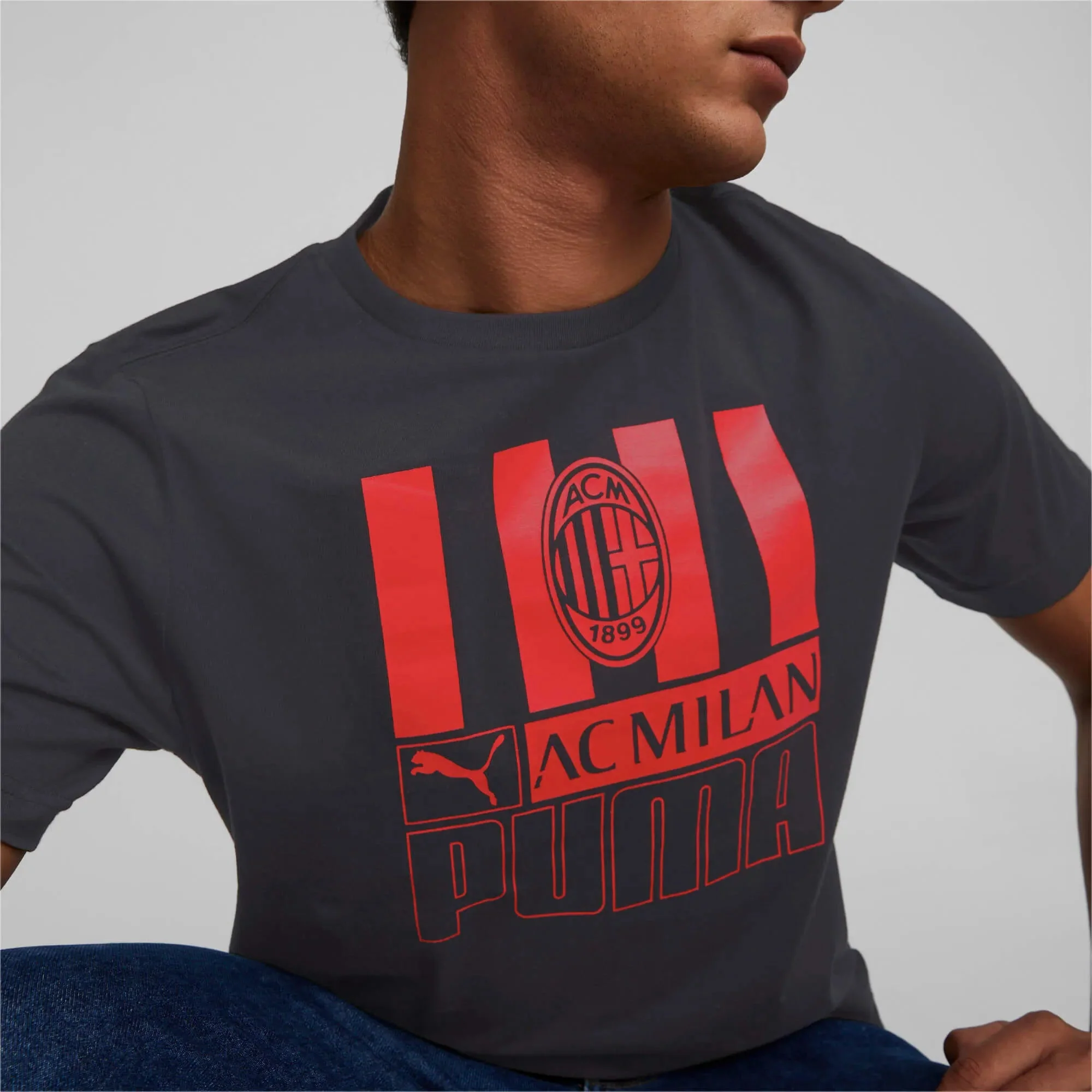 Puma 2022-23 AC Milan FTBLCore Tee - Black-Red - Image 5