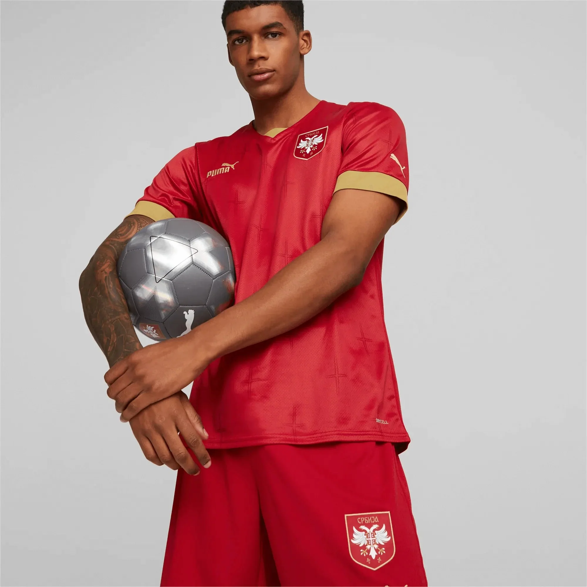 Puma 2022-23 Serbia Home Jersey - Red-Gold - Image 3