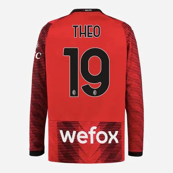 Puma 2023-24 AC Milan Men's Stadium Home Long-Sleeve Jersey - Image 3